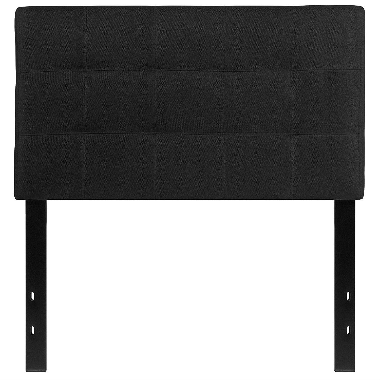 Twin size Modern Black Fabric Box-Stitch Upholstered Headboard-1