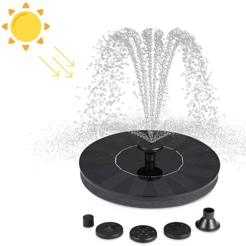 Solar Powered Birdbath to Water Fountain Kit with 4 Nozzle Heads-0