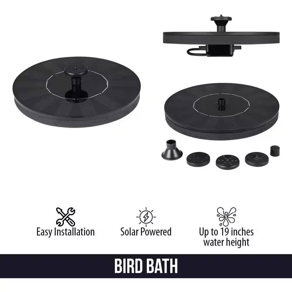 Solar Powered Birdbath to Water Fountain Kit with 4 Nozzle Heads-4