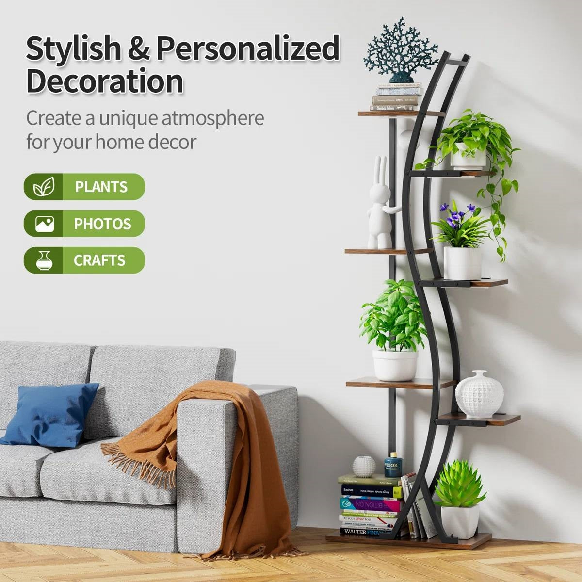 63-inch Tall Modern 6-Shelf Indoor Plant Stand Shelving Unit-3