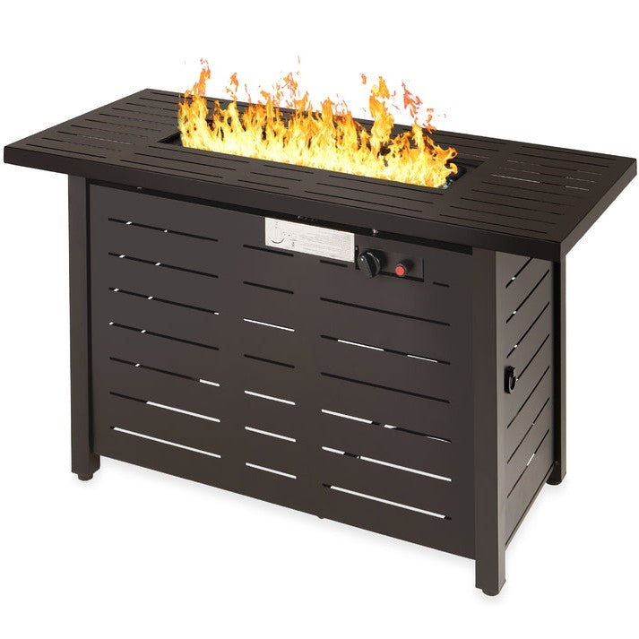 Outdoor Heating Brown Steel LP Gas Propane Fire Pit w/ Auto Ignition-0