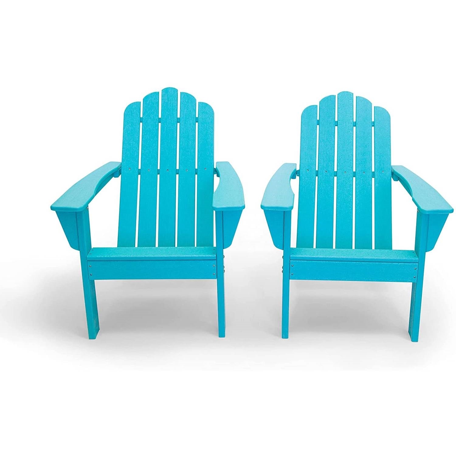 All Weather Recycled Blue Poly Plastic Outdoor Patio Adirondack Chairs - Set of 2-0