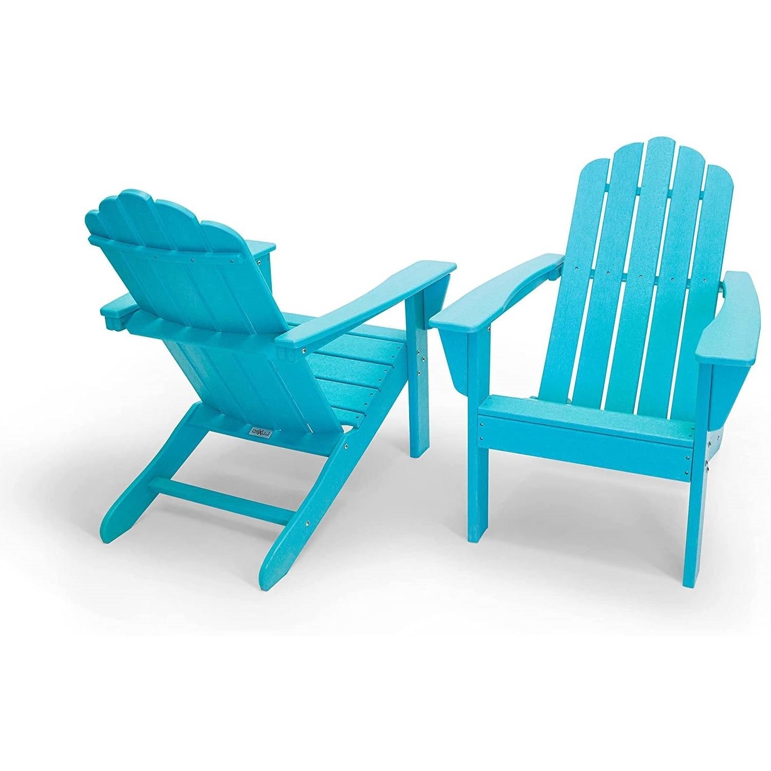 All Weather Recycled Blue Poly Plastic Outdoor Patio Adirondack Chairs - Set of 2-1