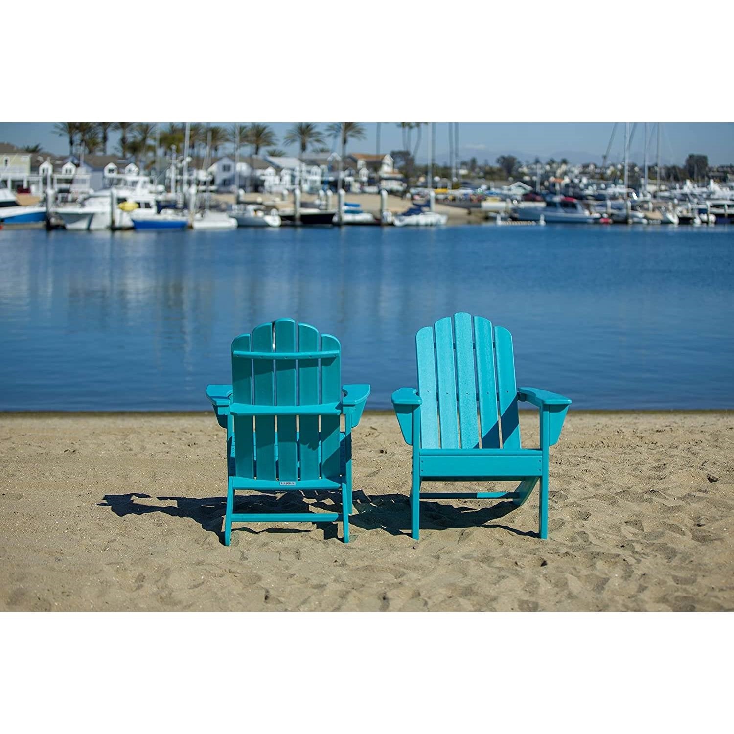 All Weather Recycled Blue Poly Plastic Outdoor Patio Adirondack Chairs - Set of 2-2