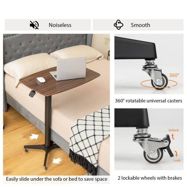 Adjustable Mobile Standing Desk Large TV Tray Table with Lockable Wheels-3