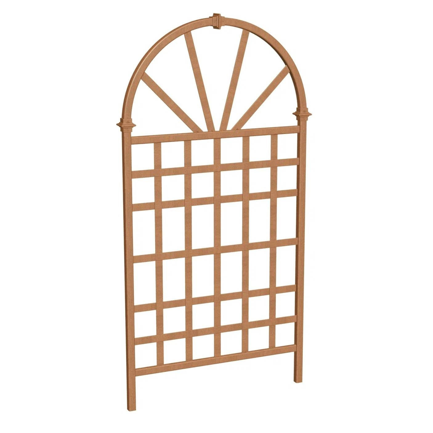 77-inch Outdoor Light Brown Vinyl Lattice Garden Trellis with Arched Top-1