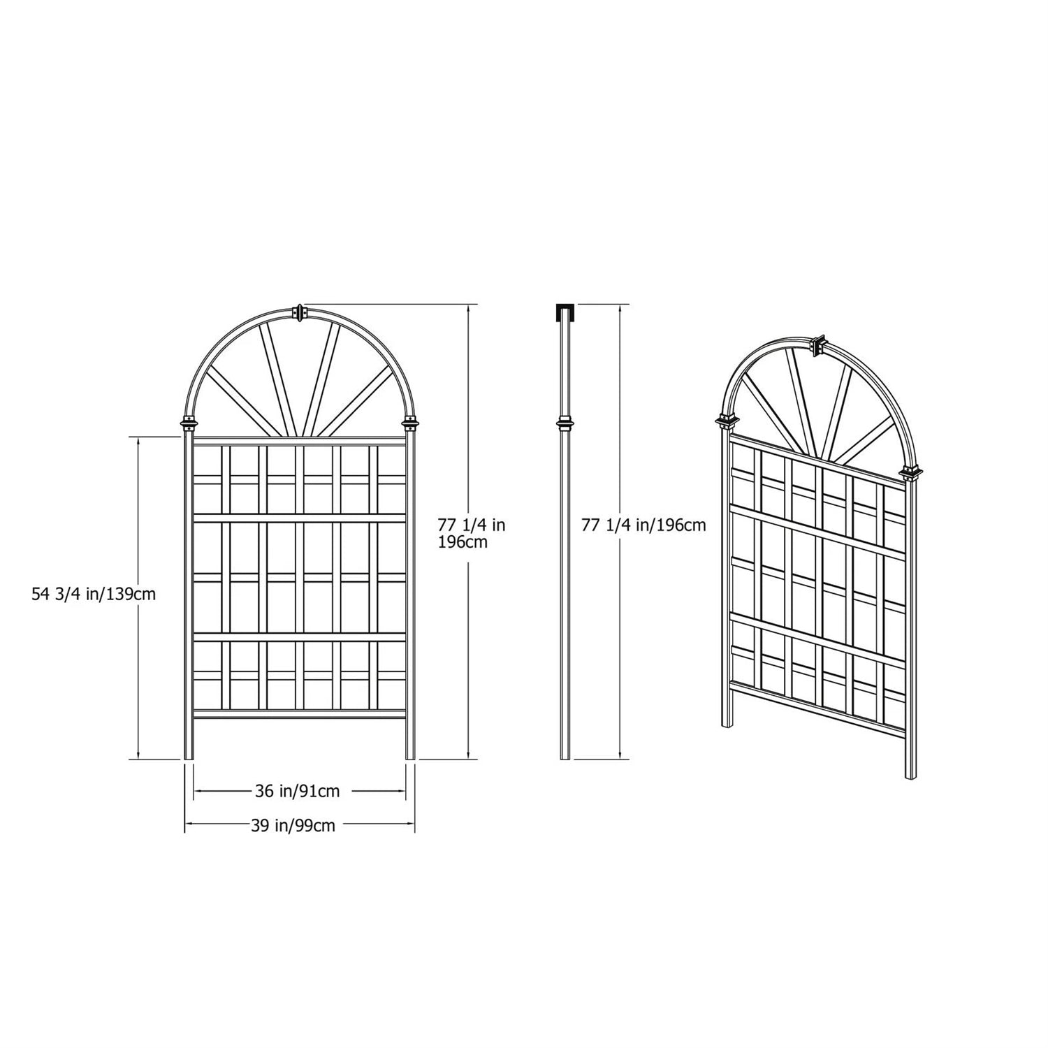 77-inch Outdoor Light Brown Vinyl Lattice Garden Trellis with Arched Top-4