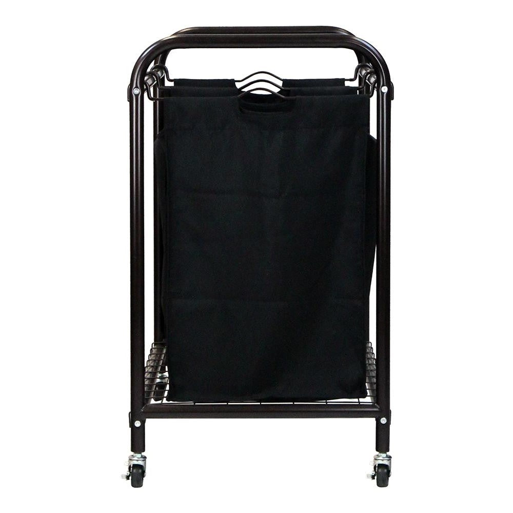 Bronze Laundry Hamper Cart with 2 Black Sorter Bags-3