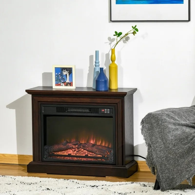 31 inch Brown Electric Fireplace Heater Dimmable Flame Effect and Mantel w/ Remote Control-1