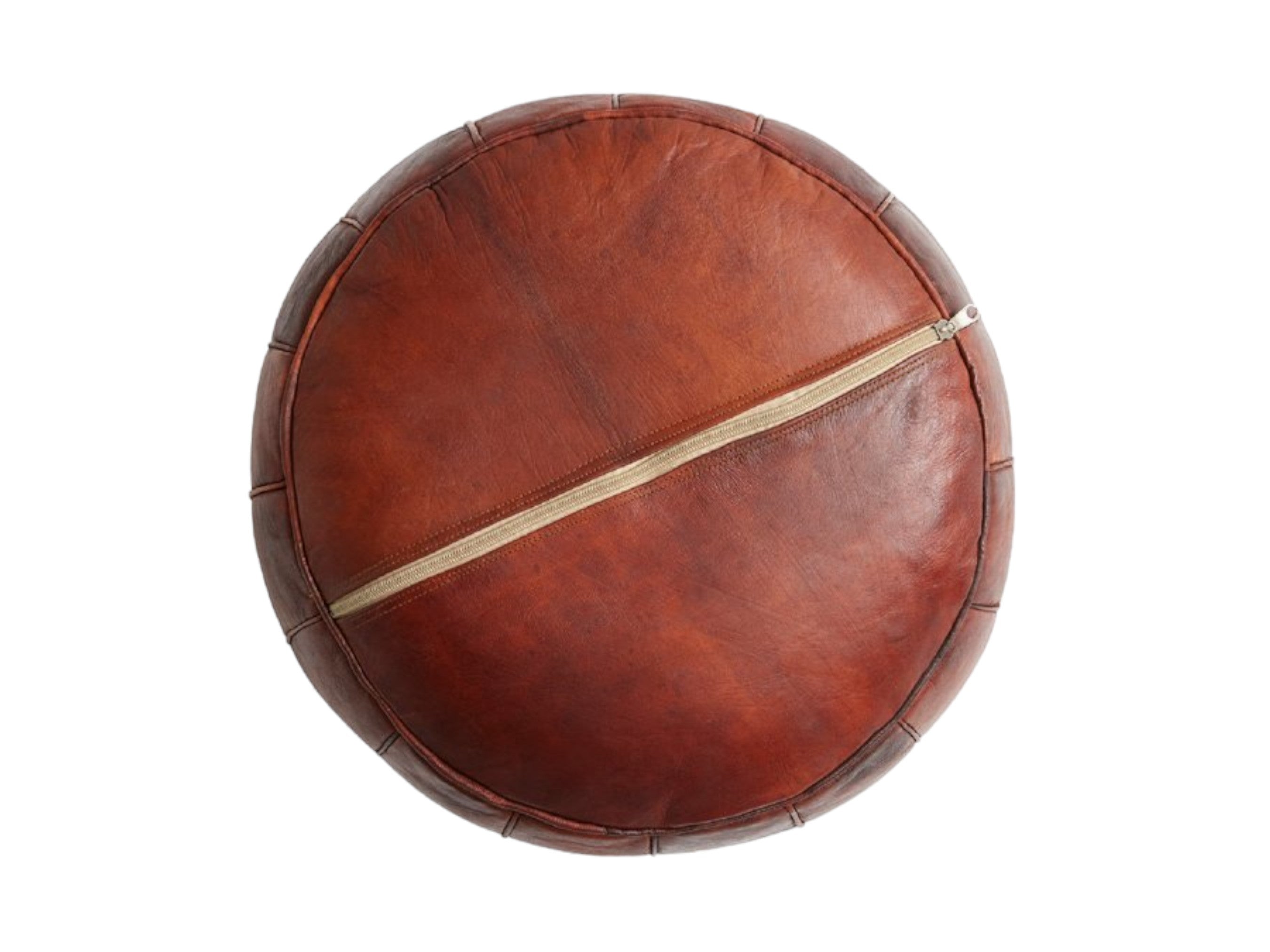 Warmth and Style: Moroccan Brown Round Pouf for Enduring Comfort-1