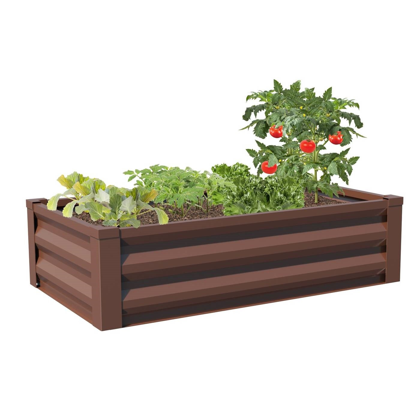 Brown Powder Coated Metal Raised Garden Bed Planter Made In USA-0