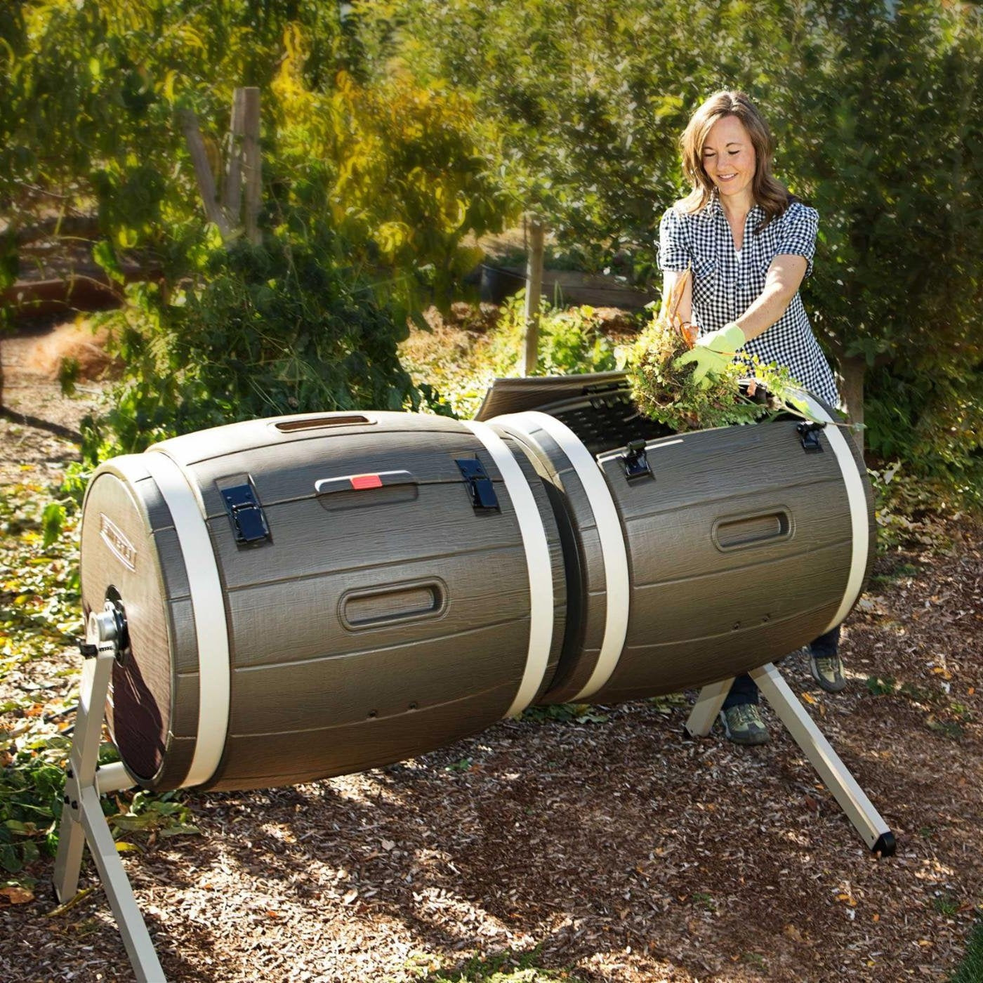 100-Gallon Compost Bin Tumbler Double Rotating Composter-1