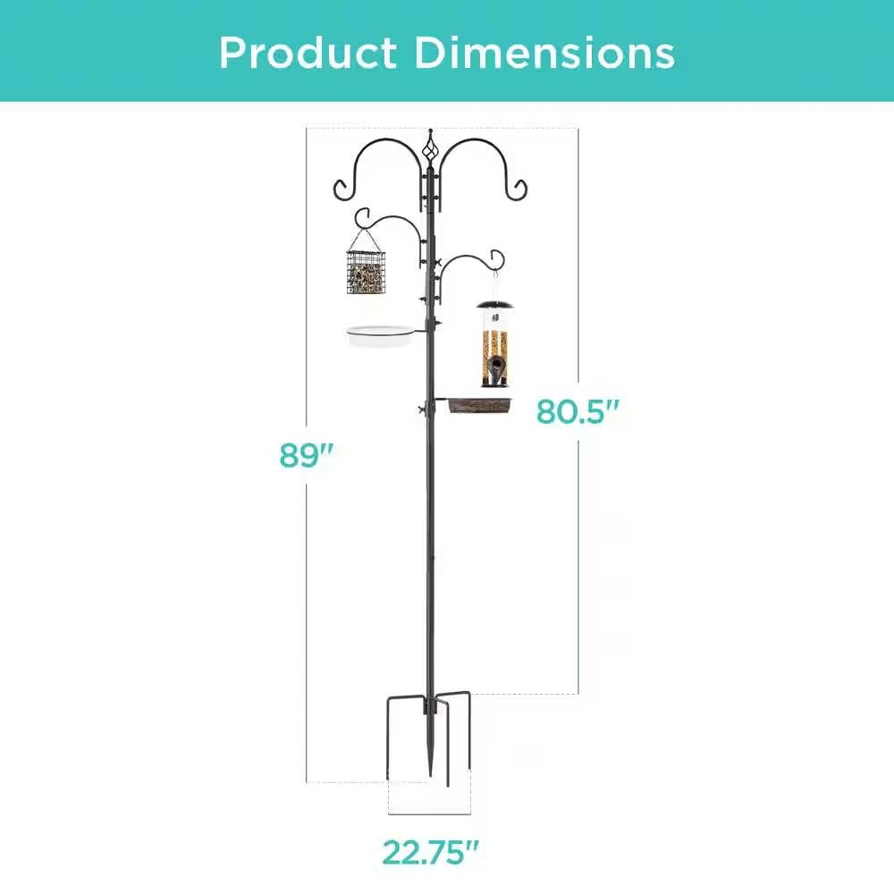 Complete Bird Feeder Set with Bronze Metal Stand Suet Water Bowl Tube and Tray-4