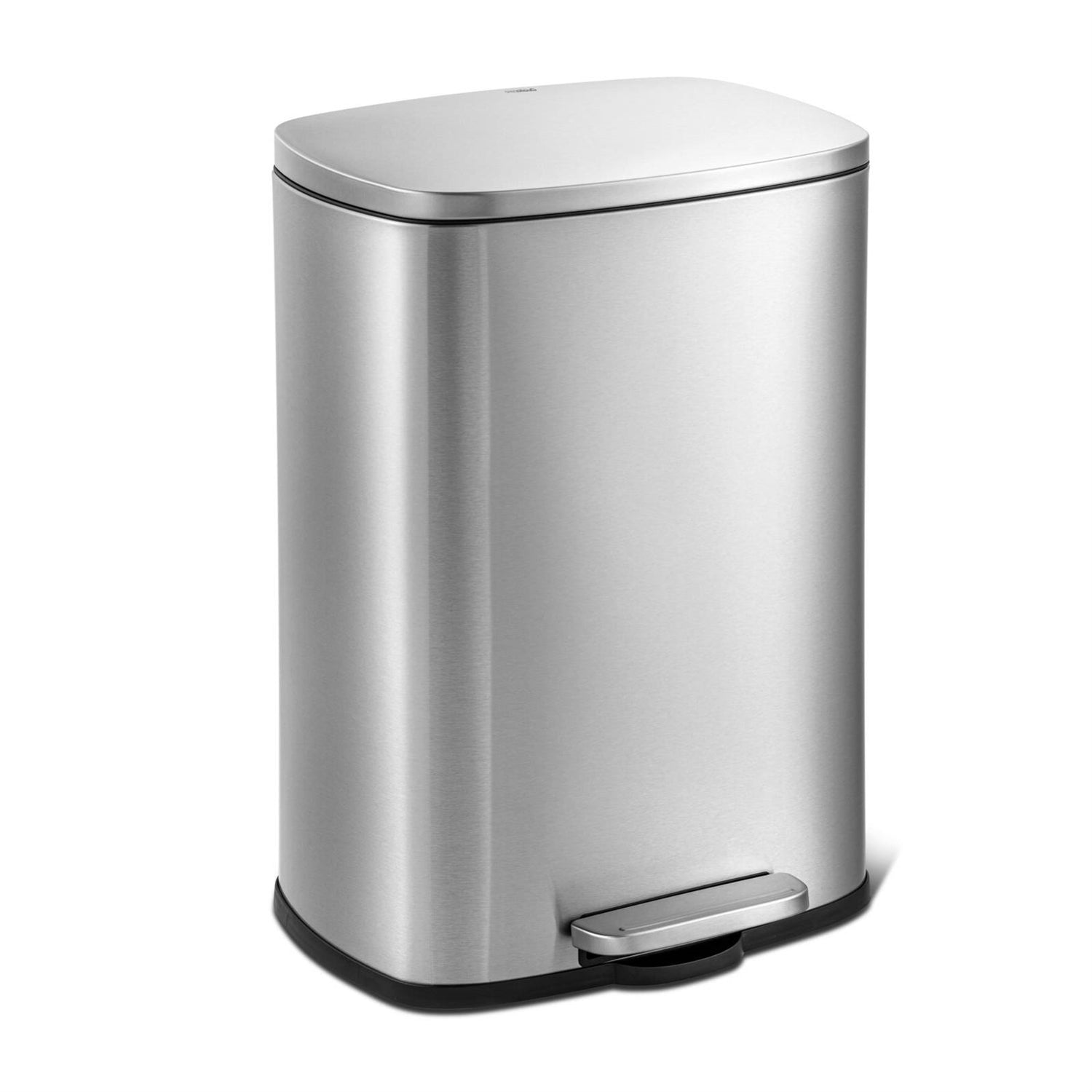 13 Gallon Brushed Stainless Steel Kitchen Trash Can with Step Open Lid-0