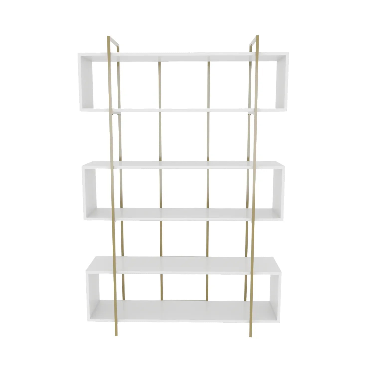 Bruti 71" Tall Geometric Metal Wood Bookcase | Bookshelf | Display Unit