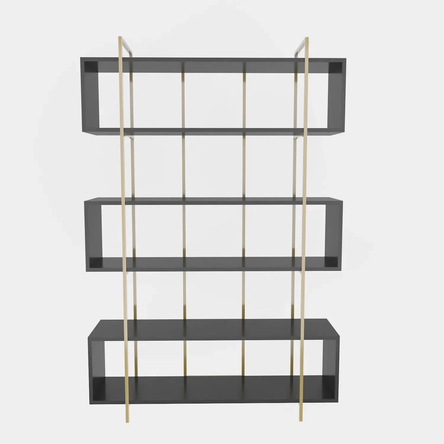 Bruti 71" Tall Geometric Metal Wood Bookcase | Bookshelf | Display Unit