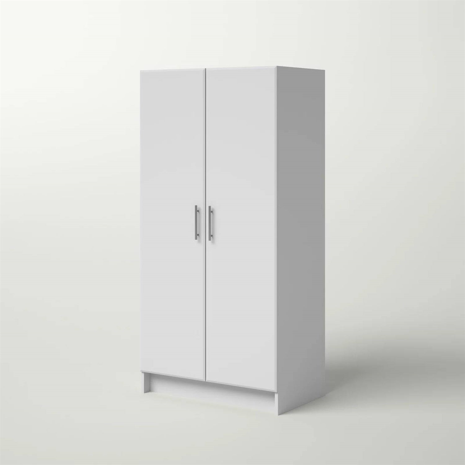 Bedroom Armoire Wardrobe Cabinet with Hanging Rail in White Wood Finish-3