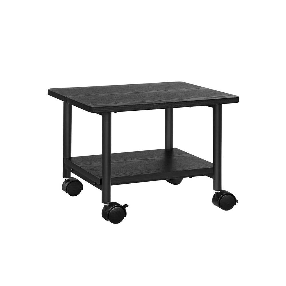 Industrial Black Metal Wood Low-Profile Printer Stand with Bottom Paper Shelf-1