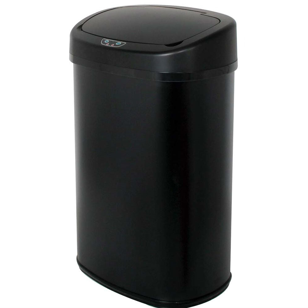 Black 13-Gallon Kitchen Trash Can with Touch Free Motion Sensor Lid-0