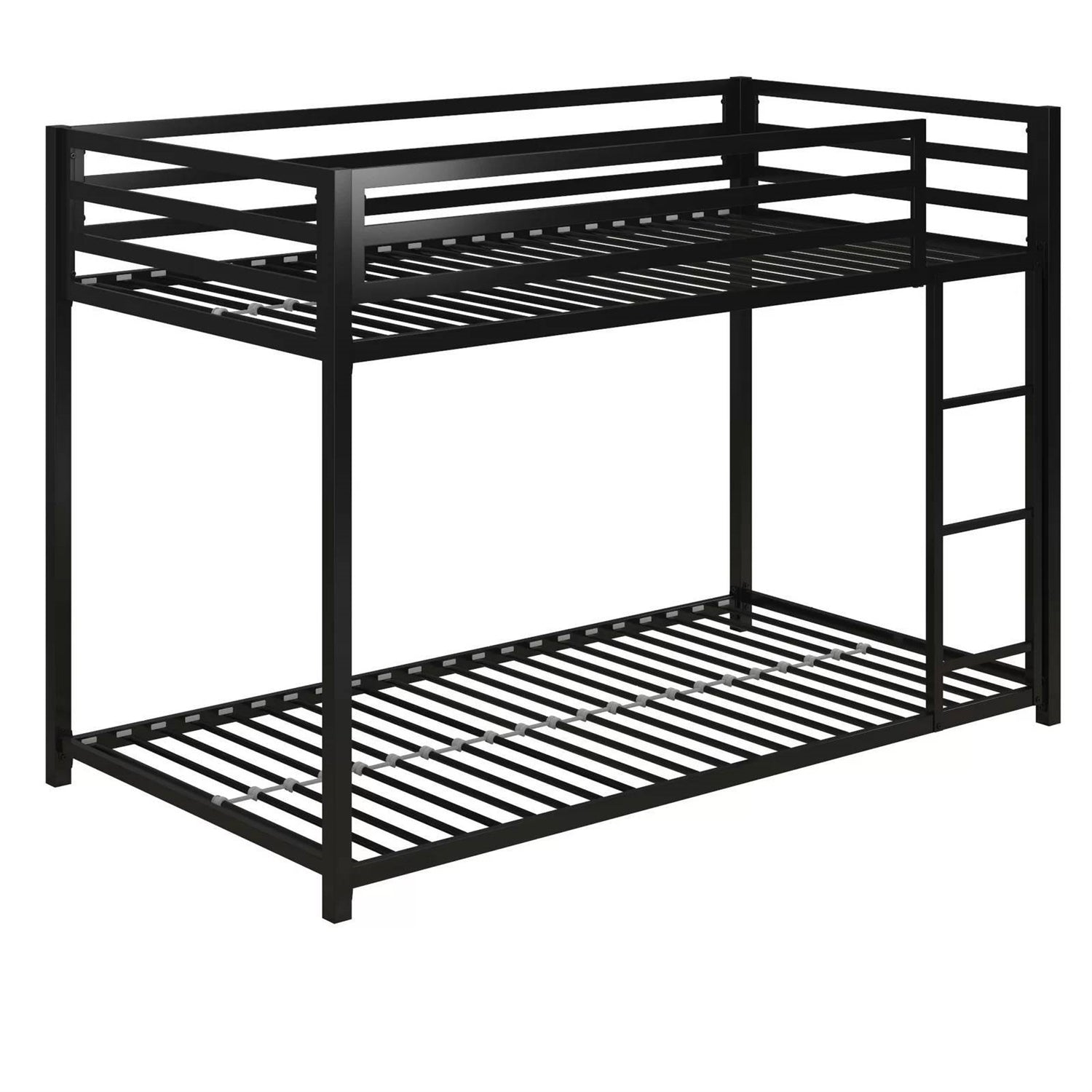 Twin over Twin size Modern Low Height Black Metal Bunk Bed-3