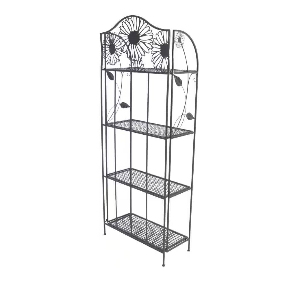 Black Metal 4-Shelf Kitchen Dining Bakers Rack Plant Stand Bookcase Storage Unit-2