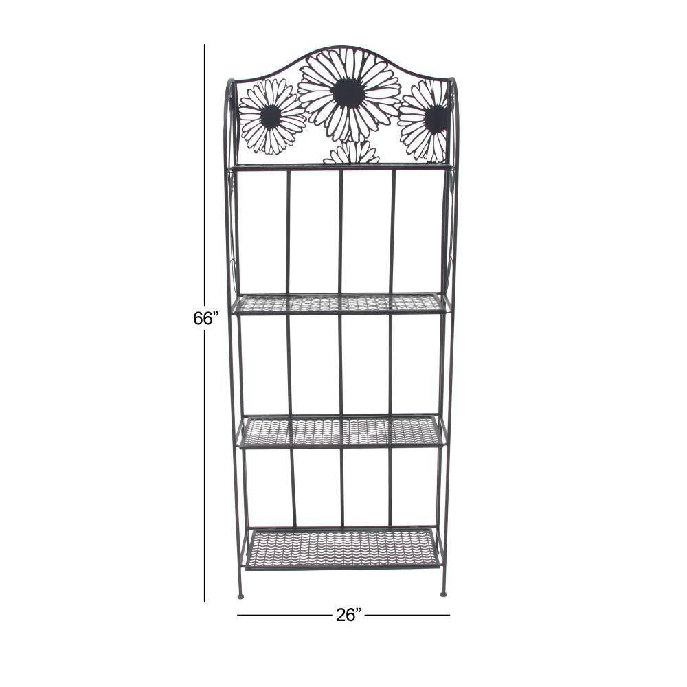 Black Metal 4-Shelf Kitchen Dining Bakers Rack Plant Stand Bookcase Storage Unit-4