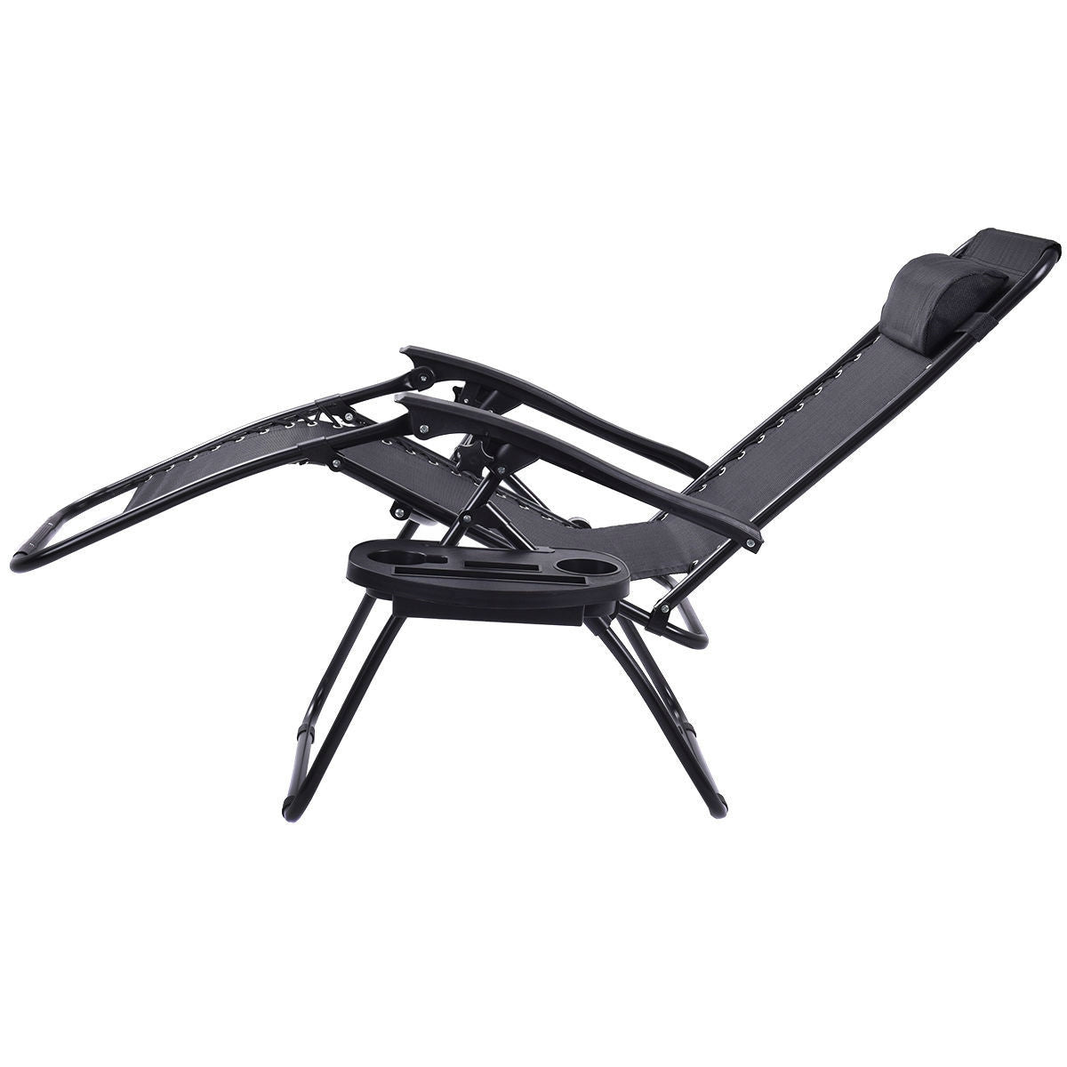 Set of 2 Black Folding Outdoor Zero Gravity Lounge Chair Recliner-2