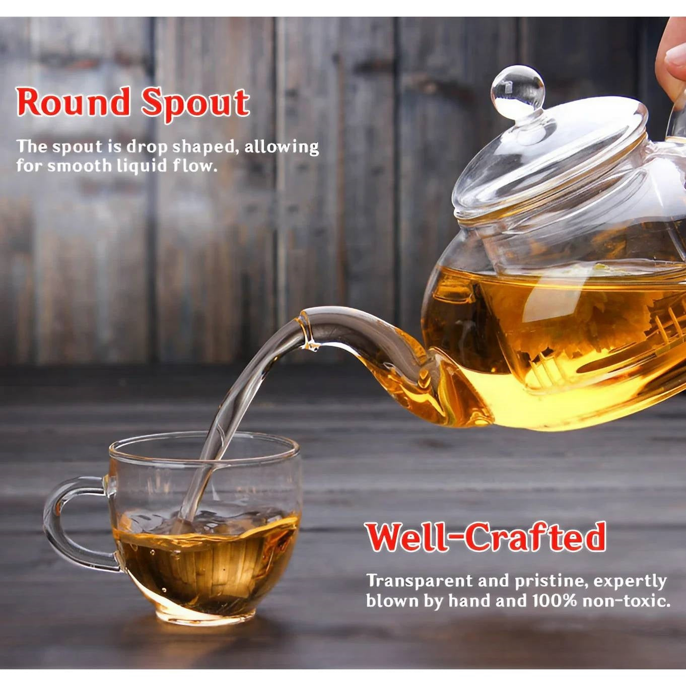 33.8 oz/ 1 Liter Borosilicate Glass Teapot with Removable Filter Infuser-2