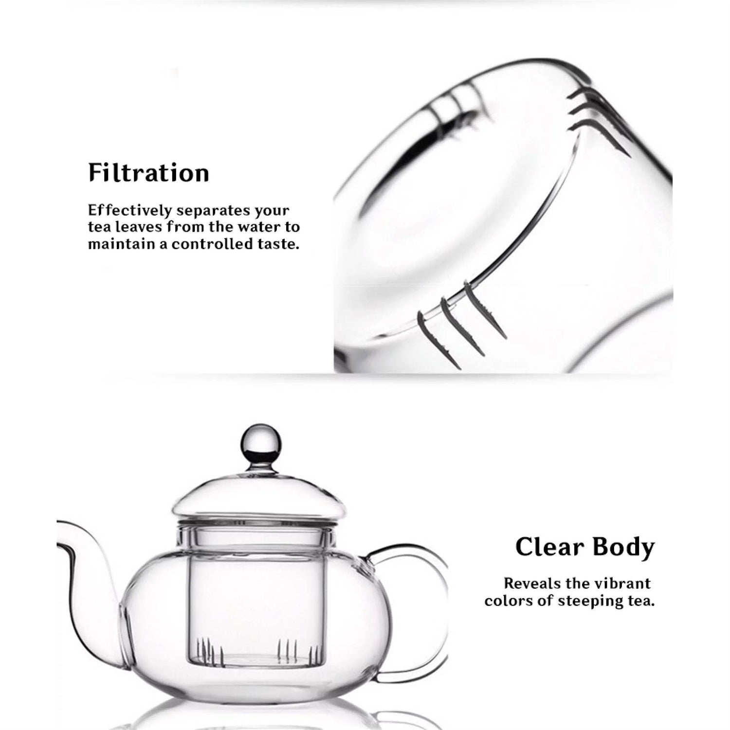 33.8 oz/ 1 Liter Borosilicate Glass Teapot with Removable Filter Infuser-3