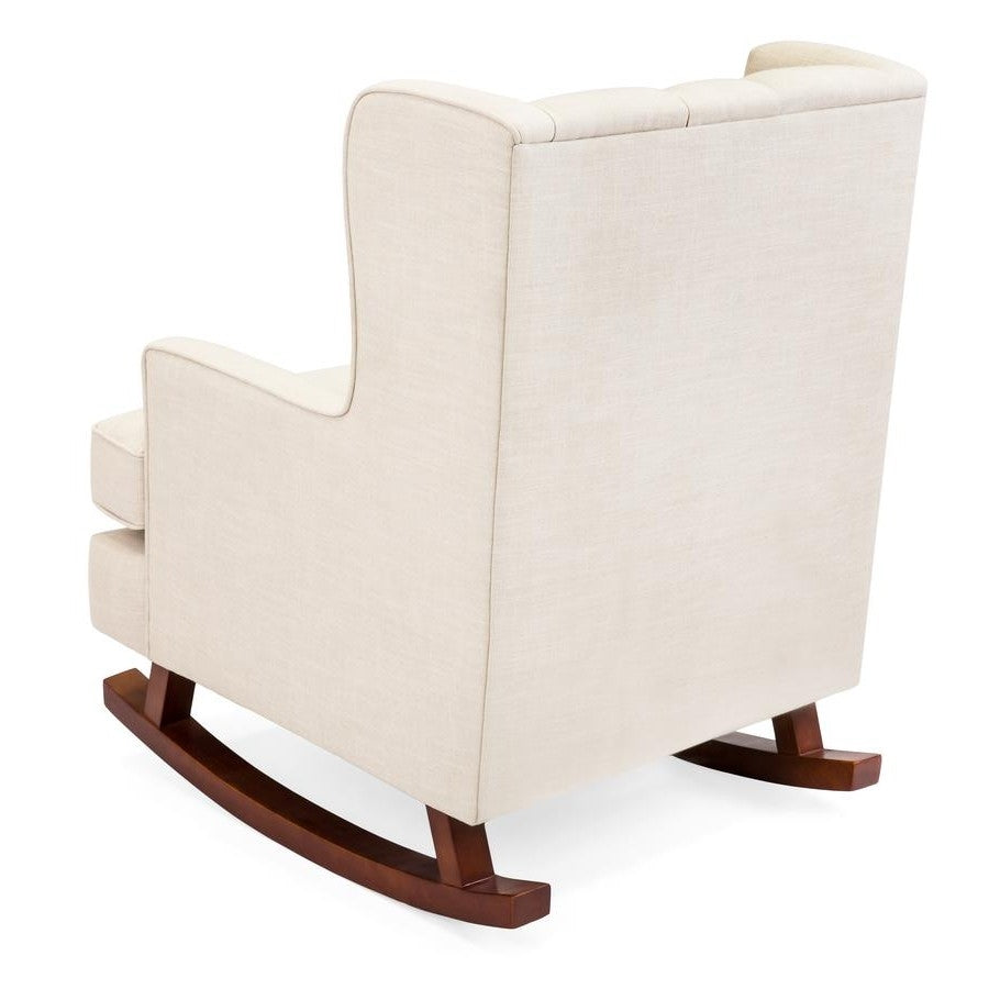 Beige Soft Tufted Upholstered Wingback Rocker Rocking Chair-2