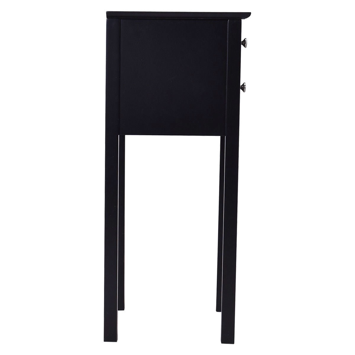 Elegant 2-Drawer End Table Nightstand Side Table in Black Wood Finish-2