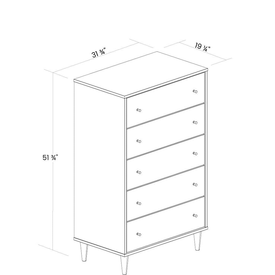 Farmhouse Rustic Walnut Mid Century 5 Drawer Chest-4