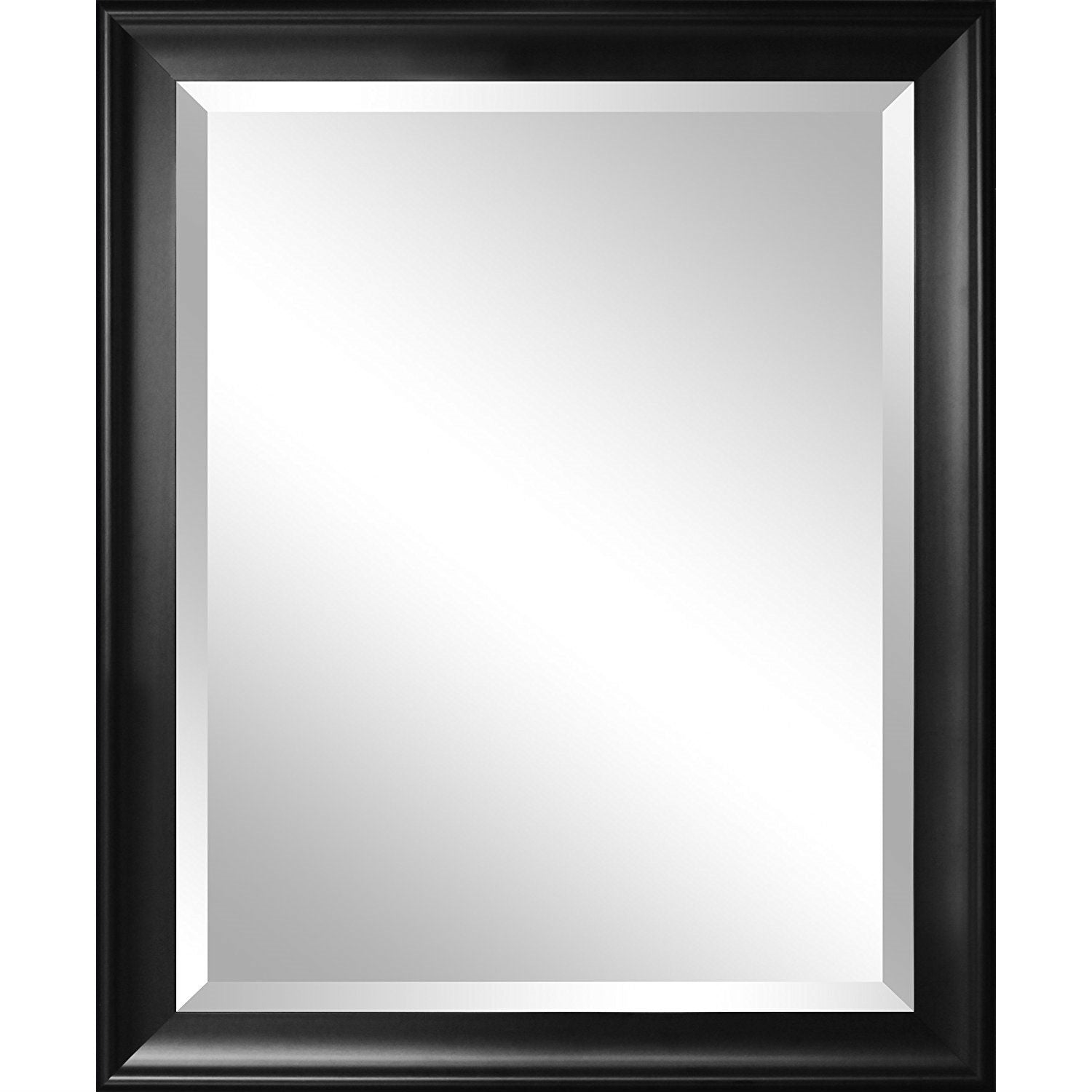 Beveled Glass Bathroom Wall Mirror with Black Frame - 34 x 28 inch-0