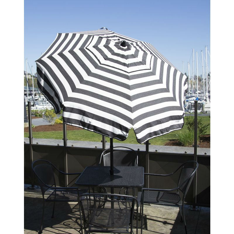 6 Foot Black White Stripe Drape Umbrella Manual Lift with Tilt-2