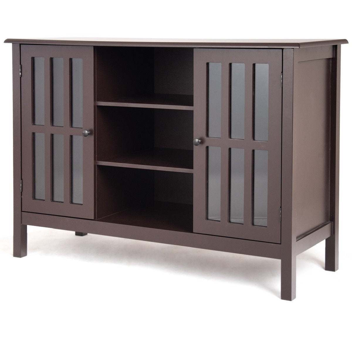 Brown Wood 43-inch TV Stand Storage Cabinet Console Table-0