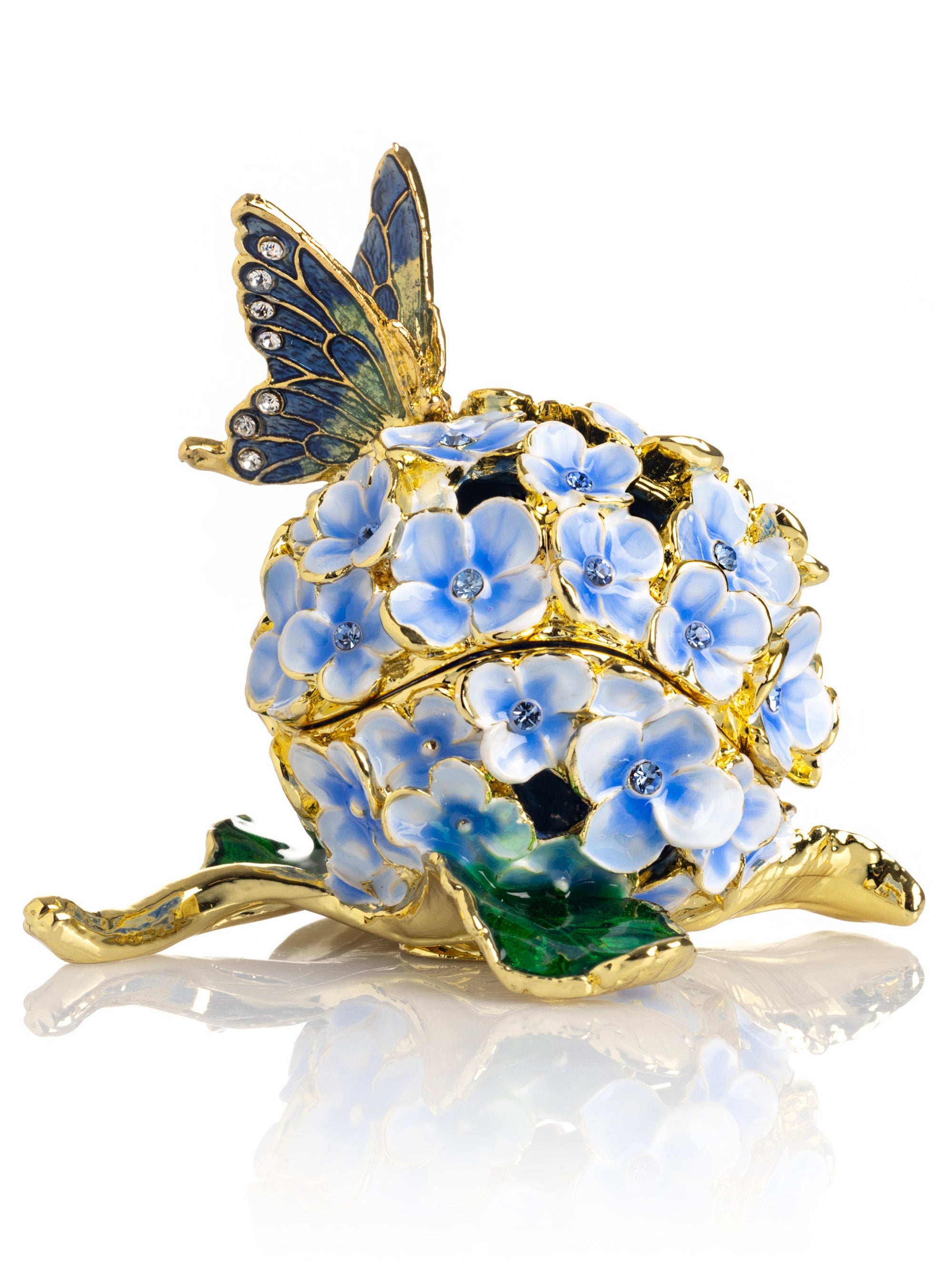 Butterfly on Blue Flower Trinket Box-0