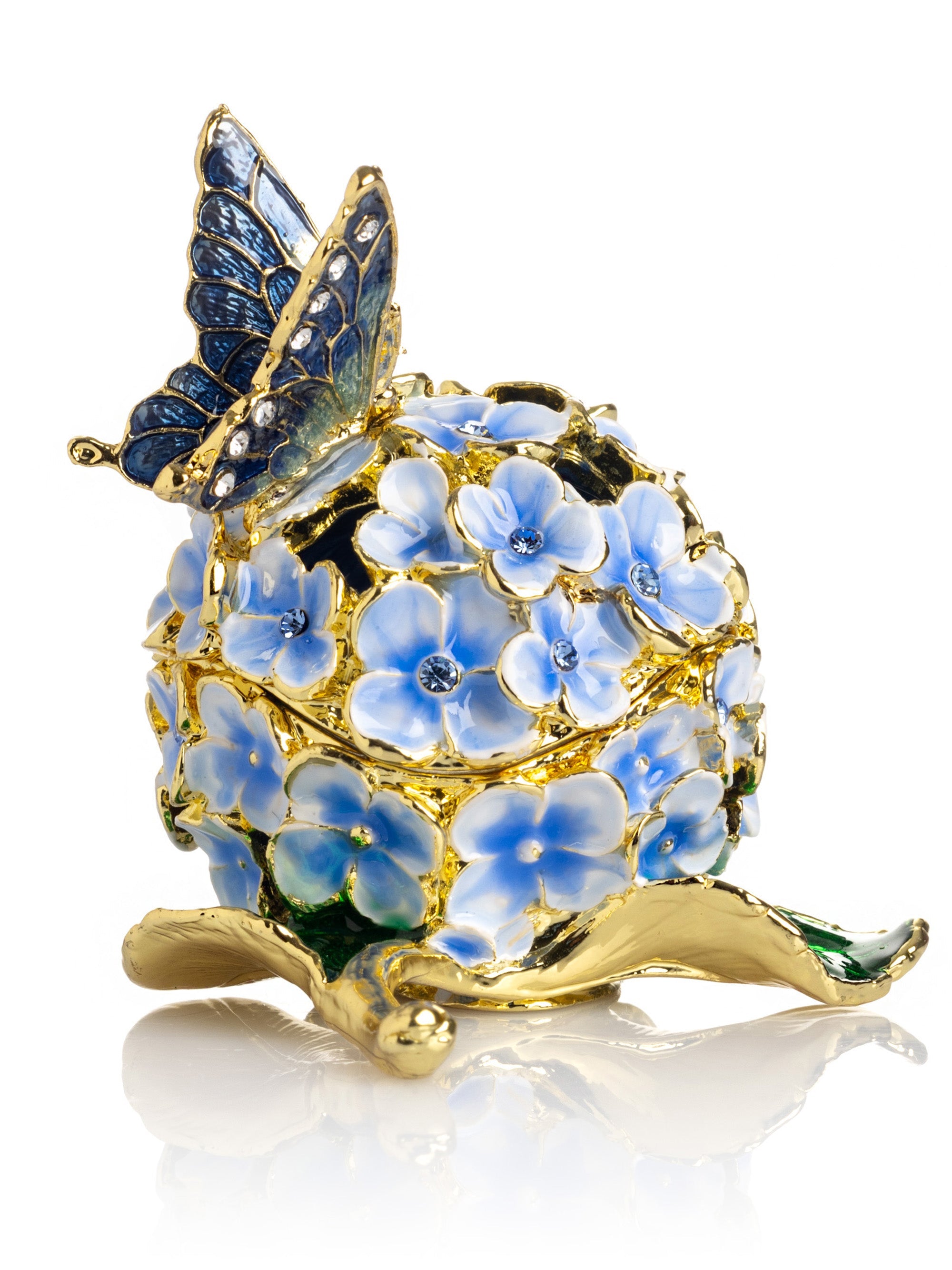 Butterfly on Blue Flower Trinket Box-3