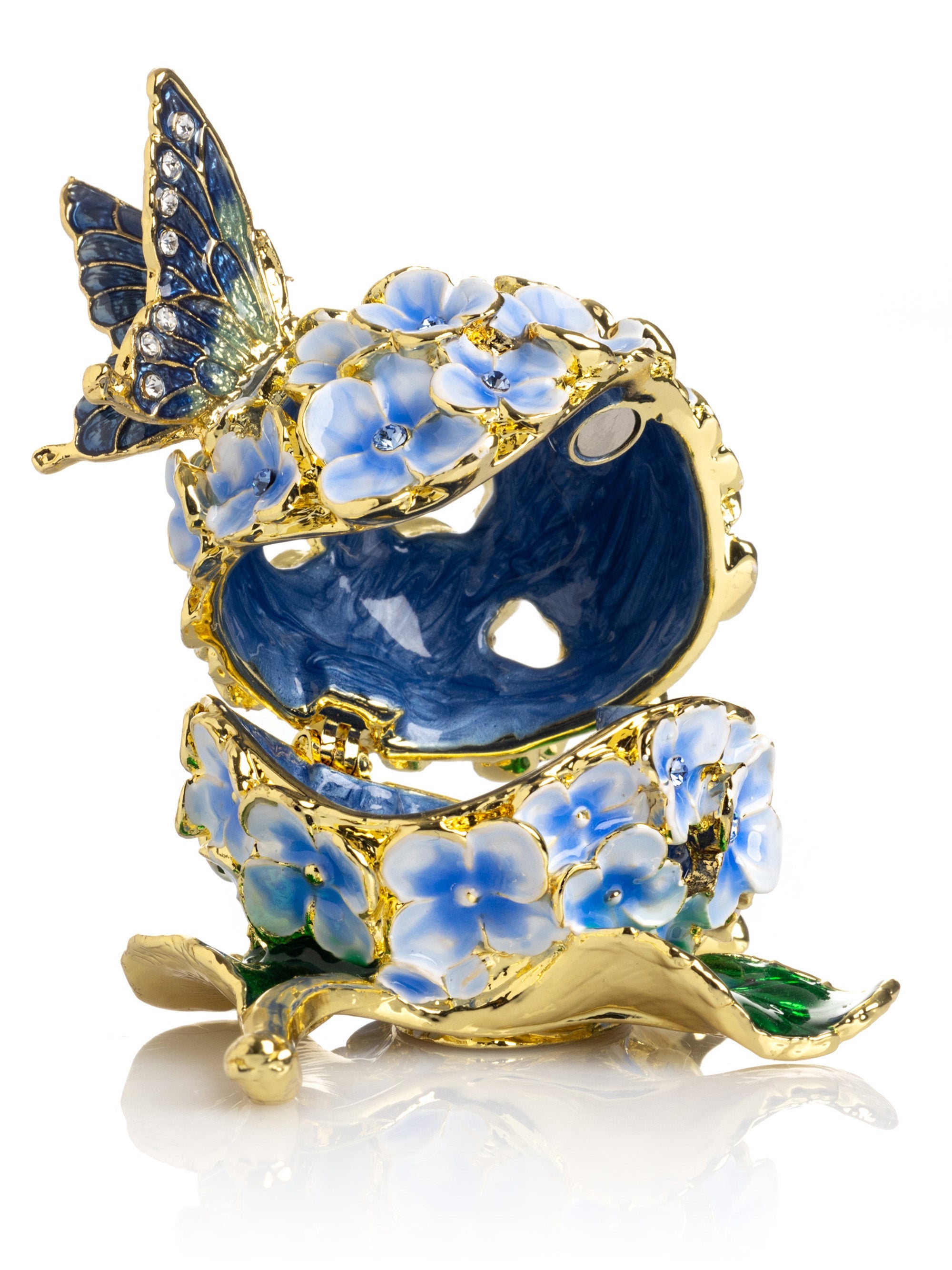 Butterfly on Blue Flower Trinket Box-1