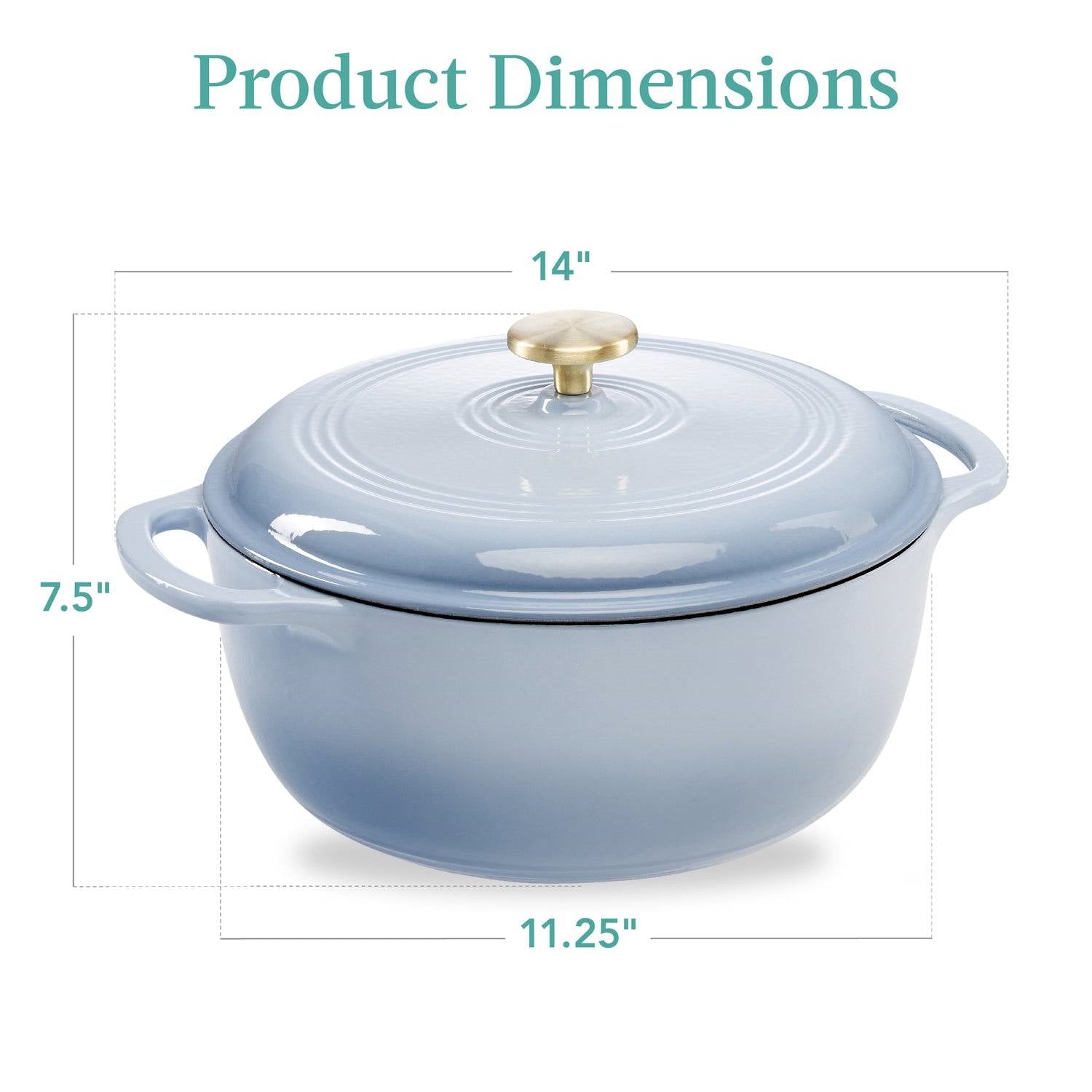 6 Quart Large Baby Blue Enamel Cast-Iron Dutch Oven Kitchen Cookware-2