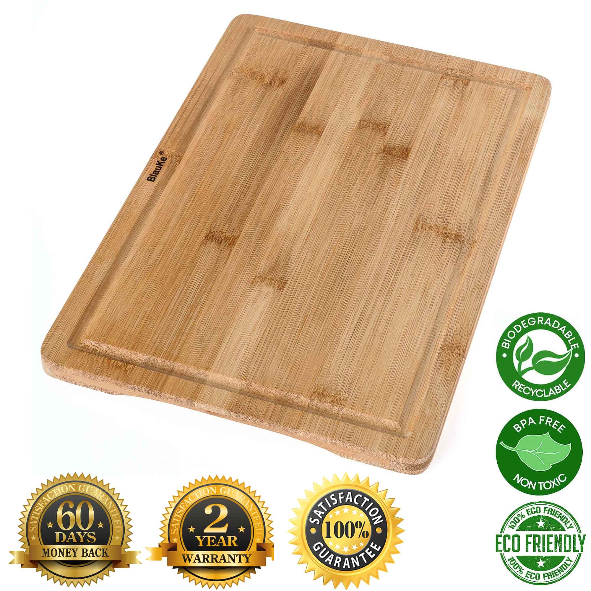 Wood Cutting Board for Kitchen 15x10 inch - Wooden Serving Tray - Large Bamboo Chopping Board with Juice Groove and Handles-1