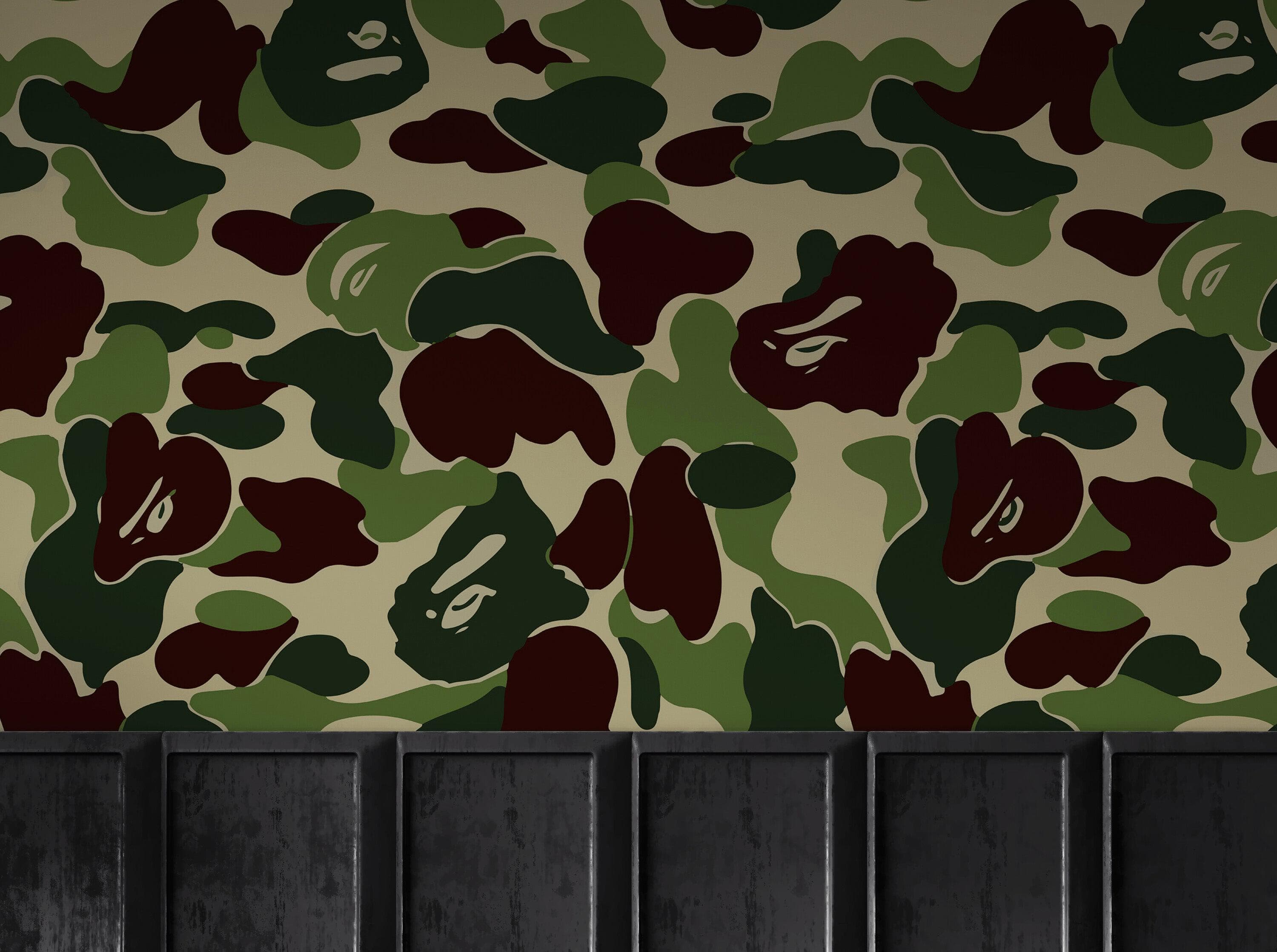 Bape Camo Wallpaper Mural. Blue Camo Streetwear Hype Beast Aesthetics. #7027