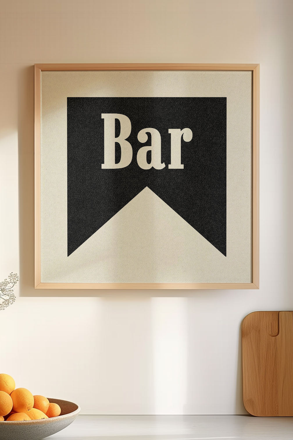 Bar Black Banner Tab Typography Square Art Print
