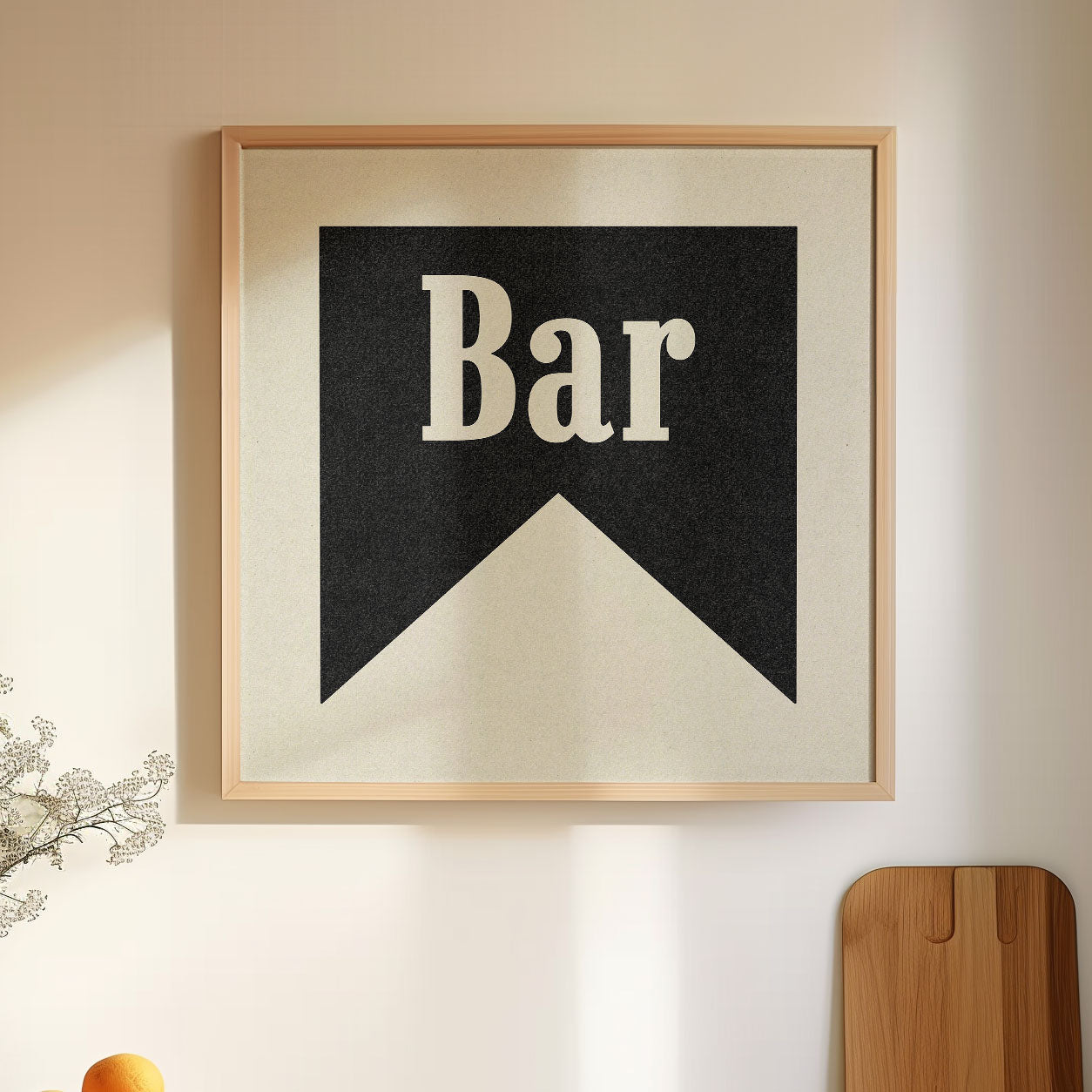 Bar Black Banner Tab Typography Square Art Print