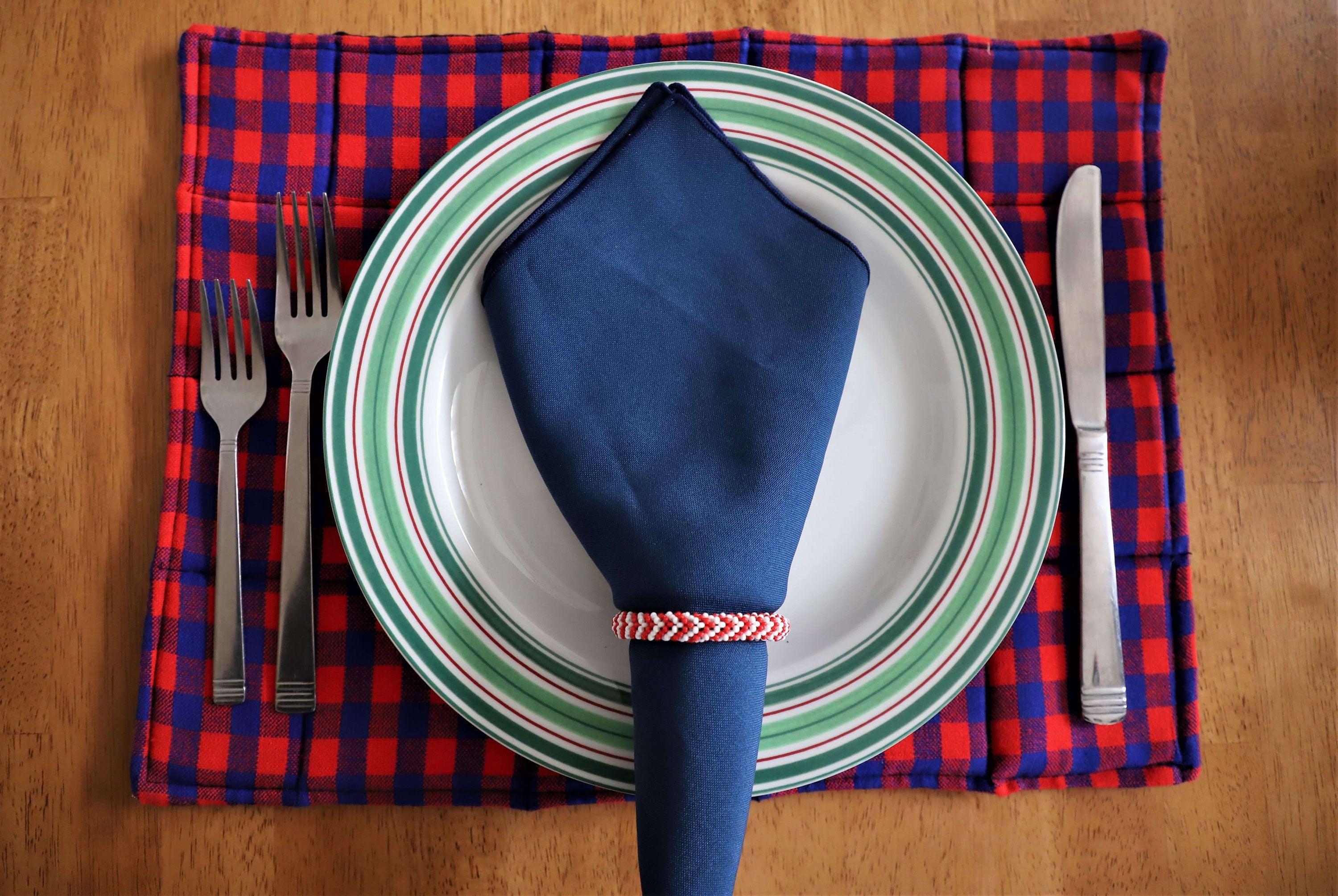 Table Place Mat Maasai Shuka | Hand Sewn-0