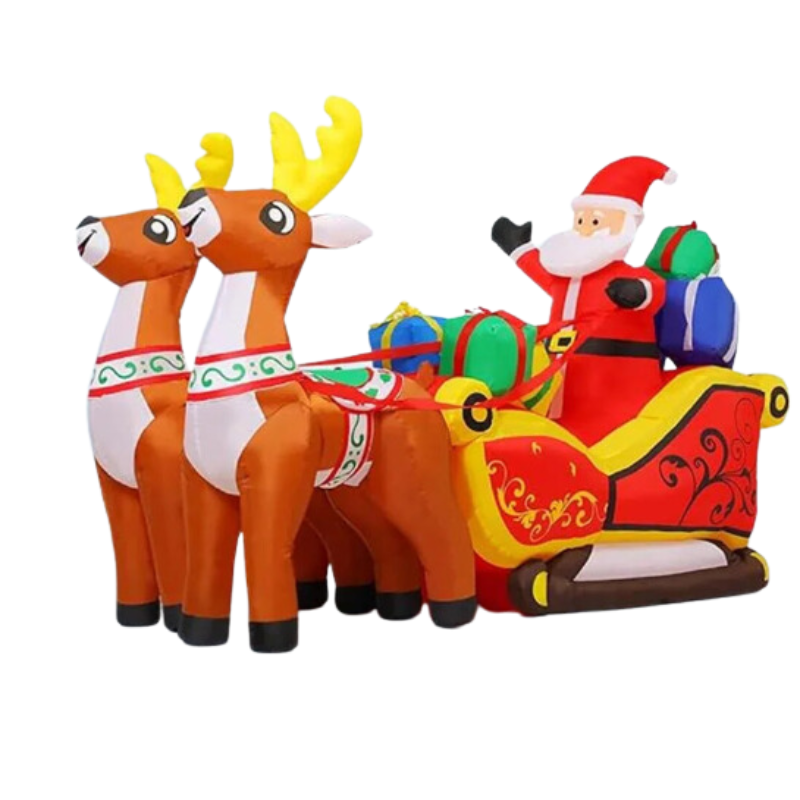 2.1m Long Inflatable Santa Reindeer Sled with LED Lights-0