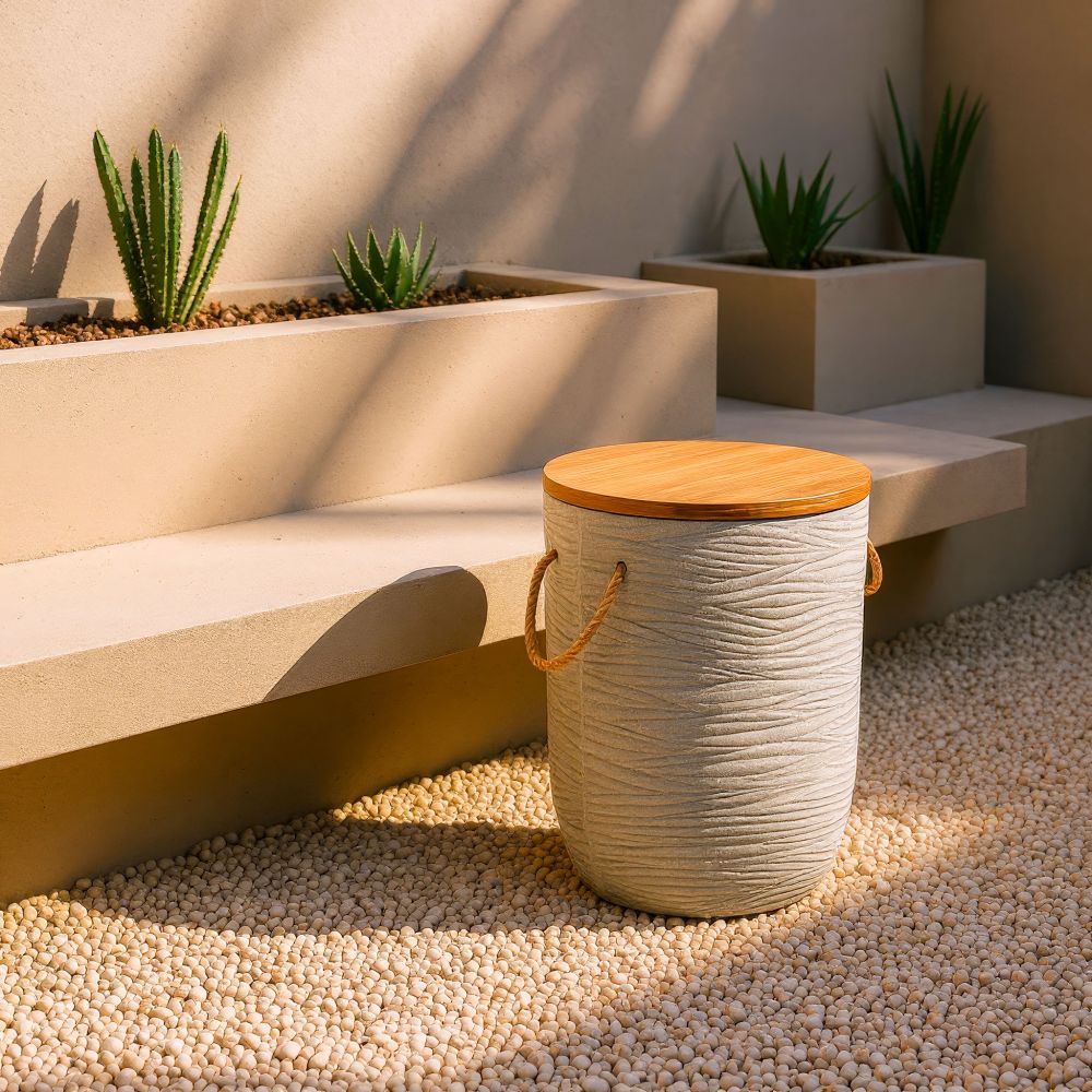 Biban Natural Wood Top Side Table