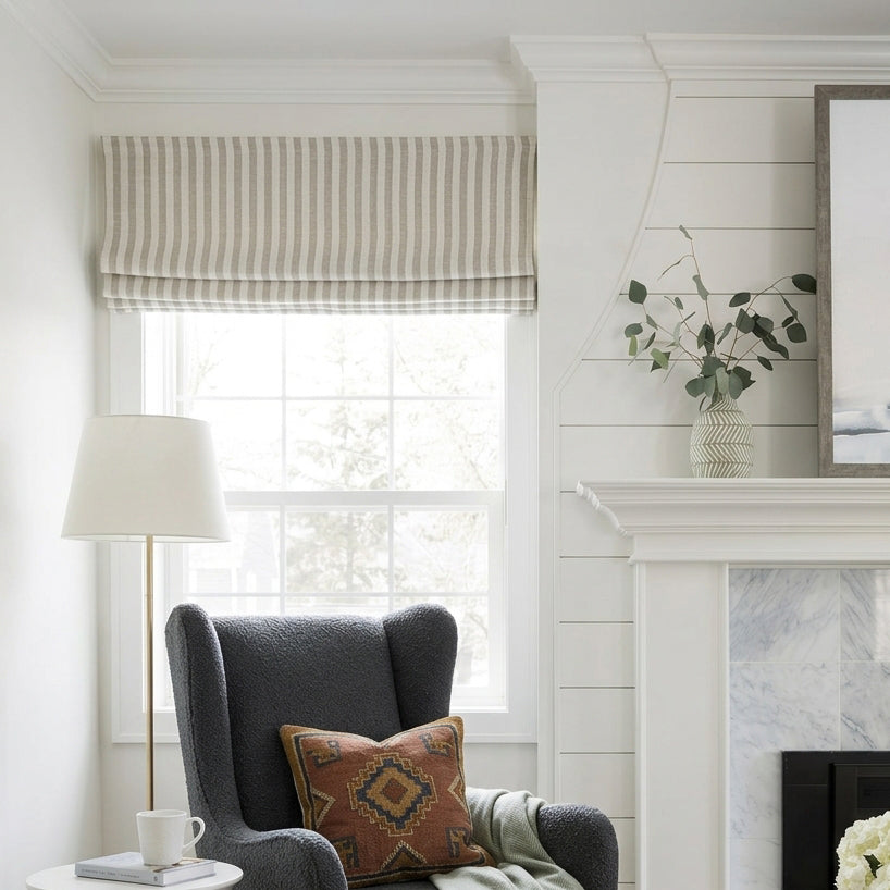 Blake Striped Linen Roman Shade