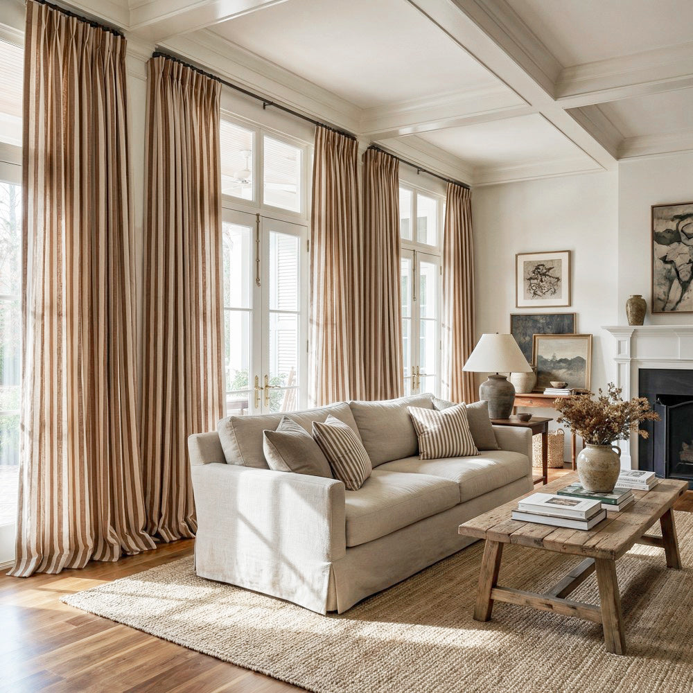 Blake Scandinavian Vertical Stripe Linen Curtains