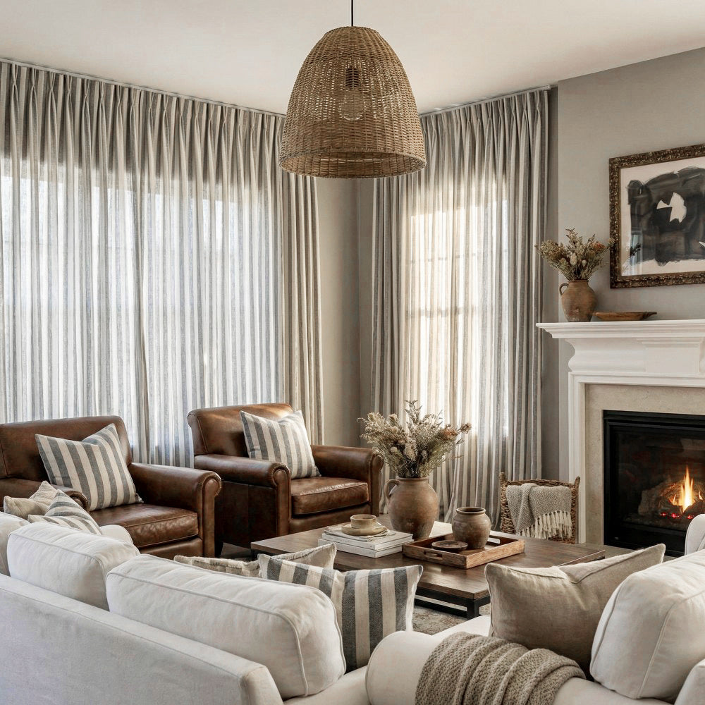 Blake Scandinavian Vertical Stripe Linen Curtains