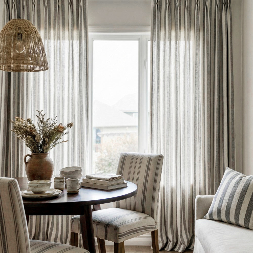 Blake Scandinavian Vertical Stripe Linen Curtains
